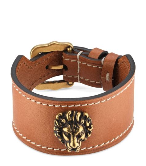 gucci lion bracelet|gucci leather cuff bracelet.